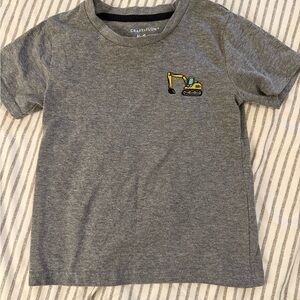 Gray Kids T-Shirt with Excavator Design 3T